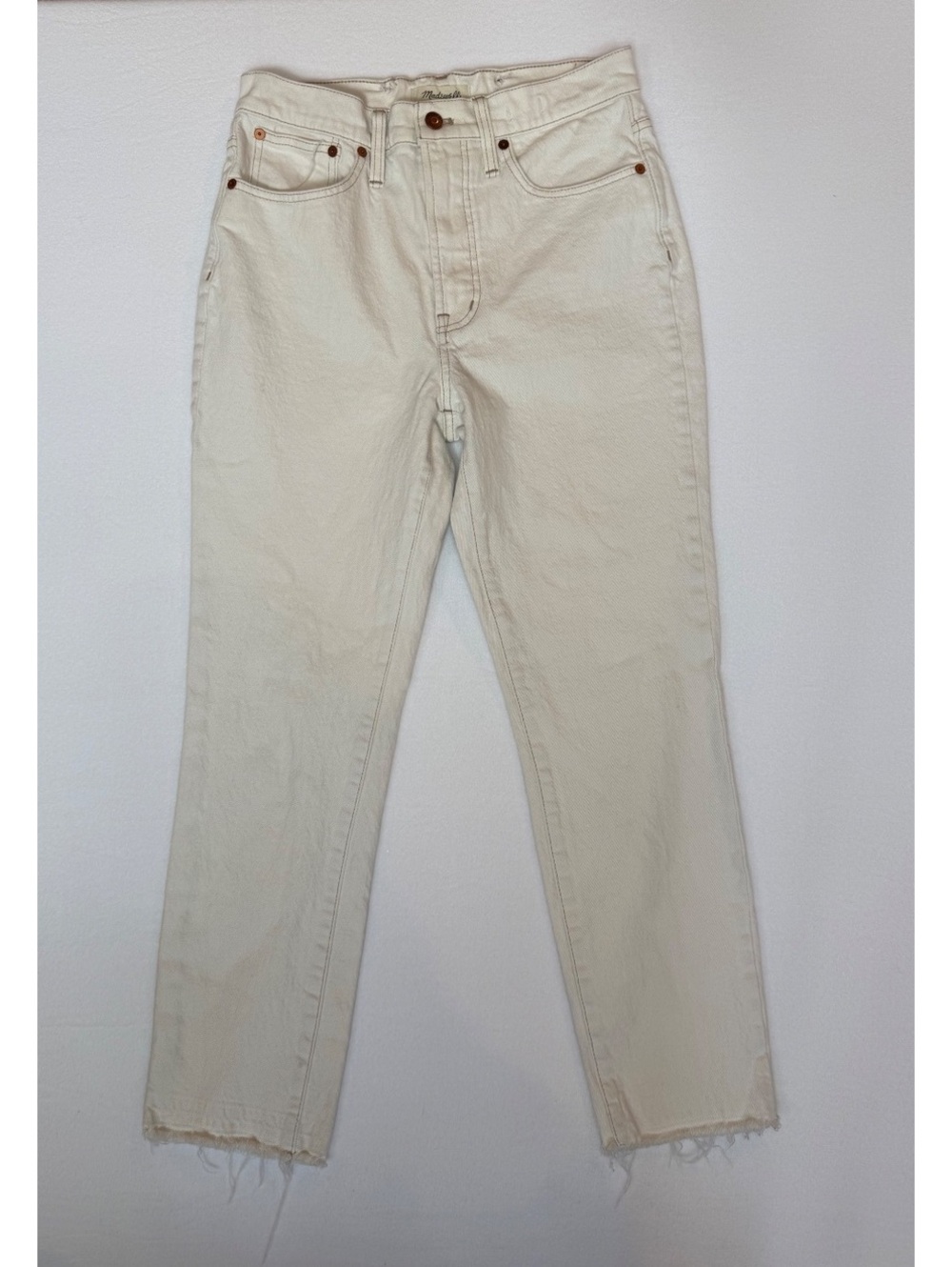 Madewell The Perfect Vintage Crop Jeans in Cream, Size 27